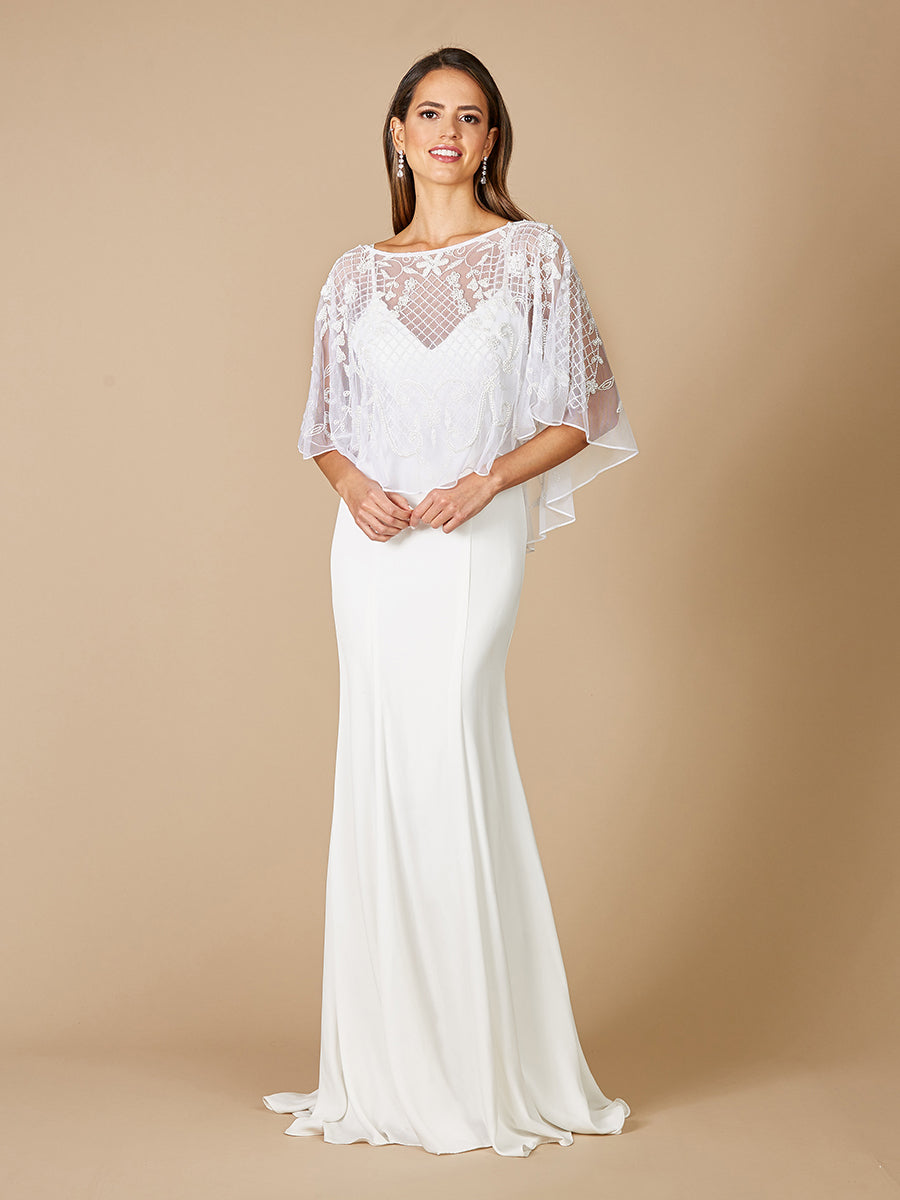 Lara Georgina Beaded Pull-On Bridal Capelet - FOSTANI