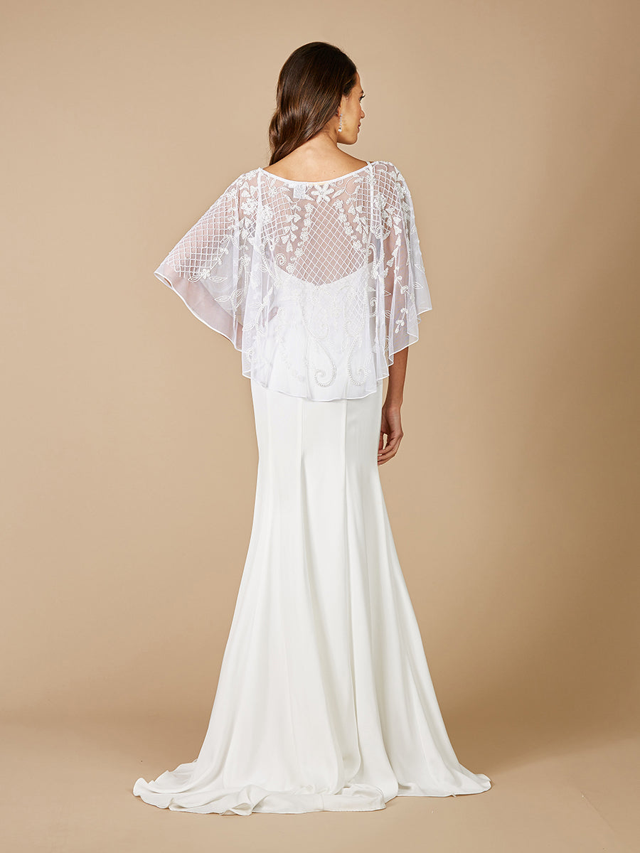 Lara Georgina Beaded Pull-On Bridal Capelet - FOSTANI