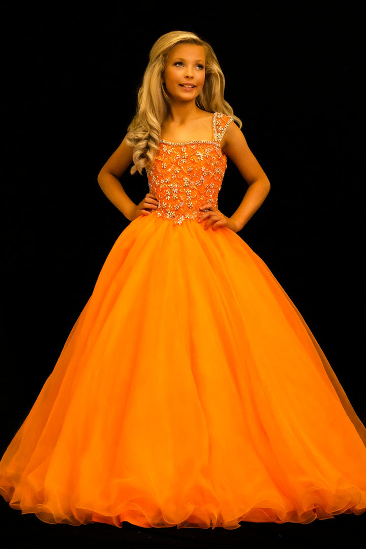 Sugar Kayne C146 Girls and Preteen Pageant Dress Embellished Organza Ballgown - FOSTANI