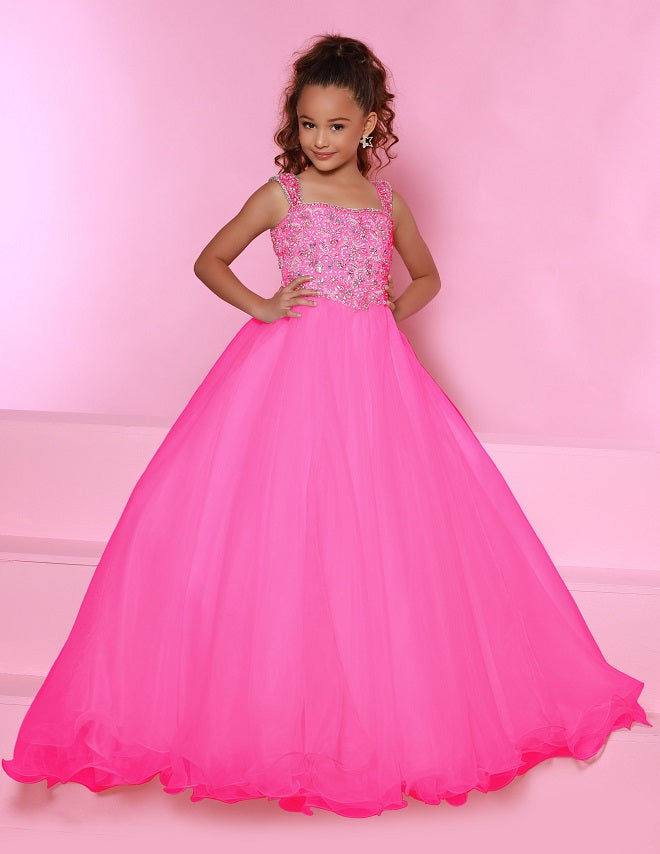 Sugar Kayne C146 Girls and Preteen Pageant Dress Embellished Organza Ballgown - FOSTANI