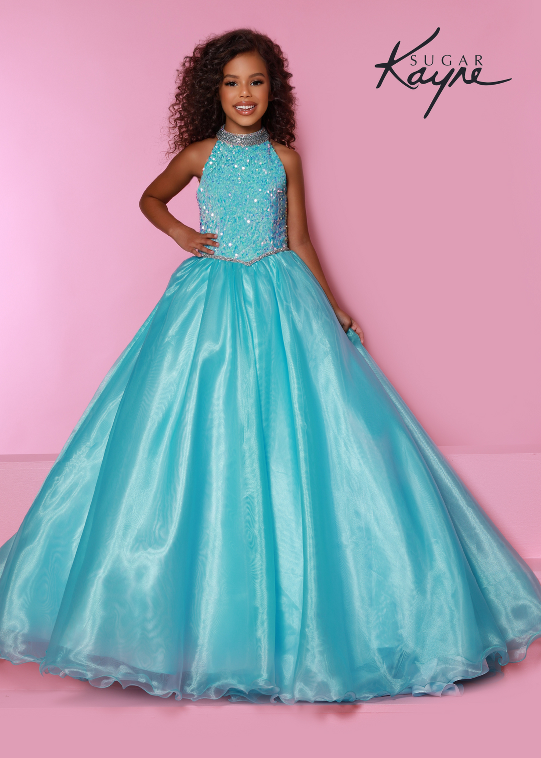 Sugar Kayne C302 Sequined velvet girls and preteens pageant dress - FOSTANI