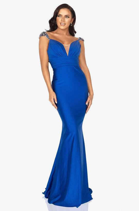 TERANI COUTURE 2011P1469  DEEP V-NECK SHEATH DRESS - FOSTANI